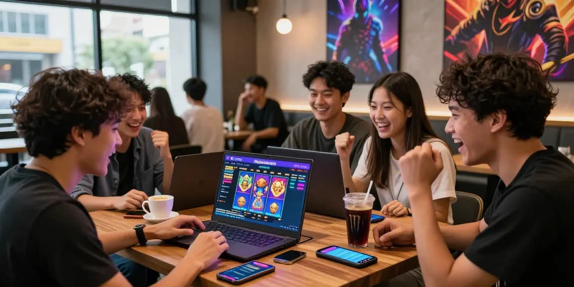 Pajaktoto resmi gaming scene with friends enjoying an interactive online gaming session.