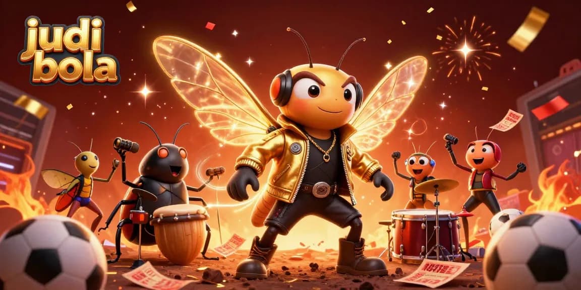 Engage in judi bola with an electric rock star celebration scene featuring vibrant sports betting elements.