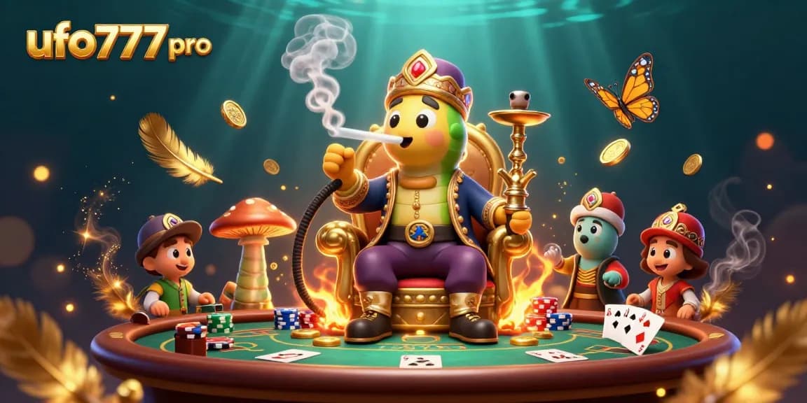 Play exciting casino games on ufo777 pro with vibrant 3D illustration of poker elements.