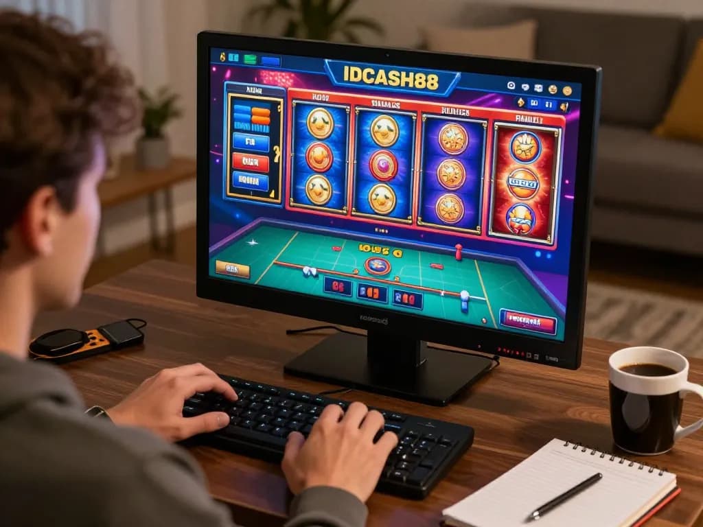 Engage with IDCASH88 through dynamic online gameplay on a tablet, showcasing a vibrant casino experience