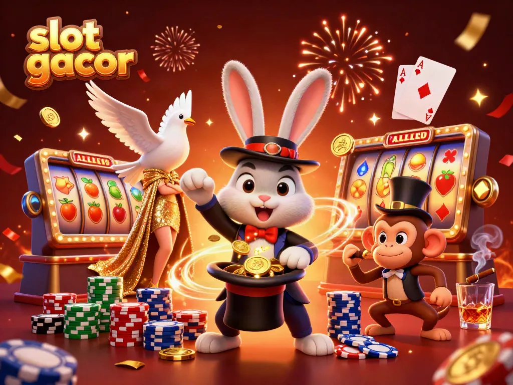 Engage in exciting slot gacor adventures with magical characters and vibrant casino elements.