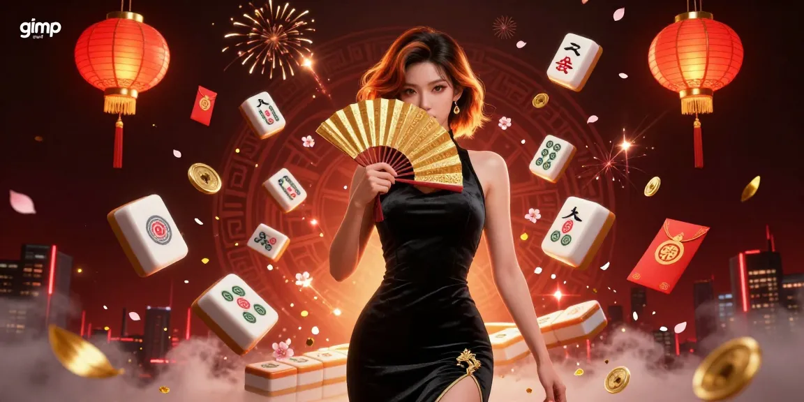 Experience gimp stuff with a captivating Asian woman surrounded by casino elements and festive decor.