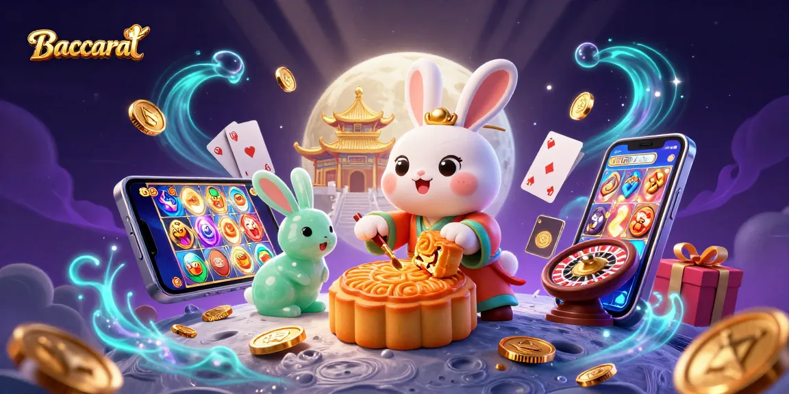 Experience Baccarat with vibrant casino elements in a magical lunar setting.