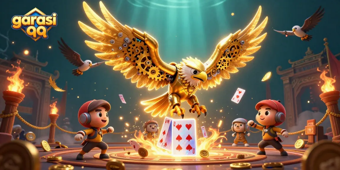 Experience thrilling gameplay at garasi qq with a dynamic, colorful casino scene featuring intricate characters and slot elements.