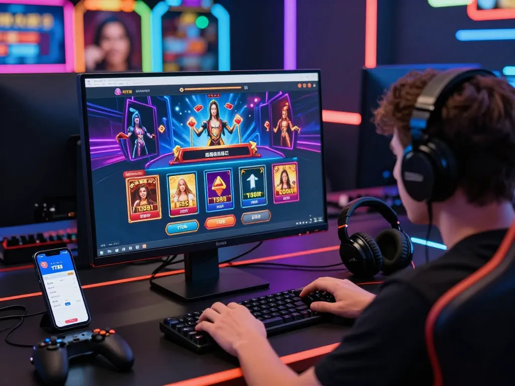 TT88 online gambling platform on computer screen with player engaging in live casino games.