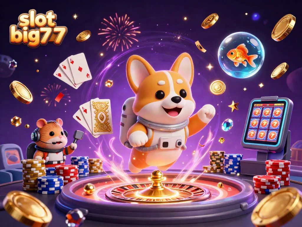 Experience exhilarating wins with slot big777 in a lively casino scene featuring playful characters.