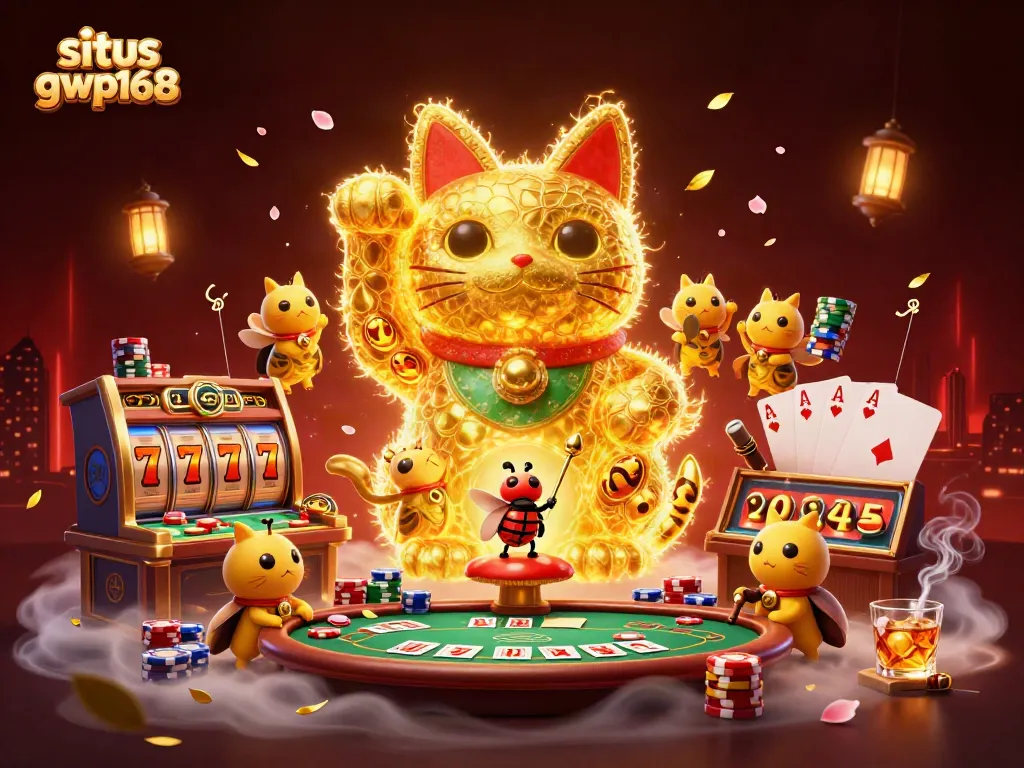 Situs gwp168 menampilkan ilustrasi 3D lucu dengan makhluk dan simbol kasino, menjanjikan pengalaman bermain yang menyenangkan.