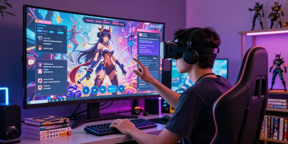 Engaging AI hentai chat interface with vibrant anime visuals and a user interacting in a futuristic setting.