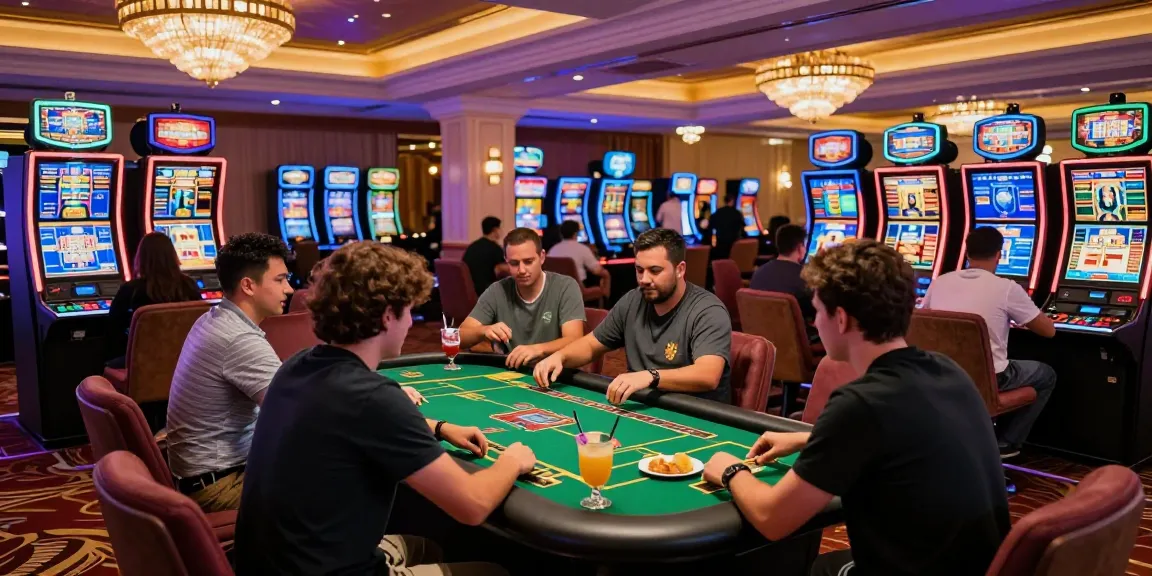 Online Casinos: The Green Road to Big Winnings scene with players at a vibrant gaming table.