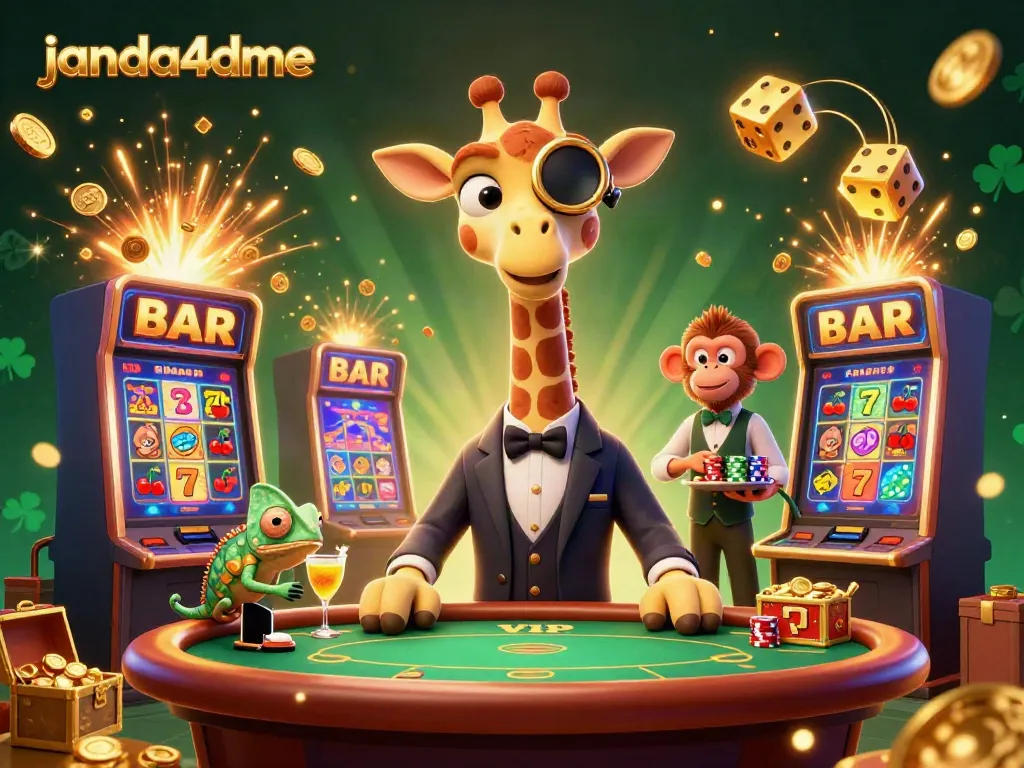 Menangkan jackpot di janda4dme dengan gajah high-roller dan suasana kasino yang meriah.