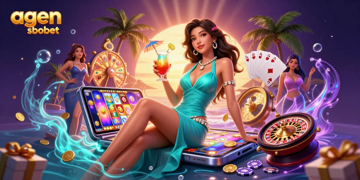 Experience the thrill with agen sbobet and vibrant casino elements in a tropical paradise.