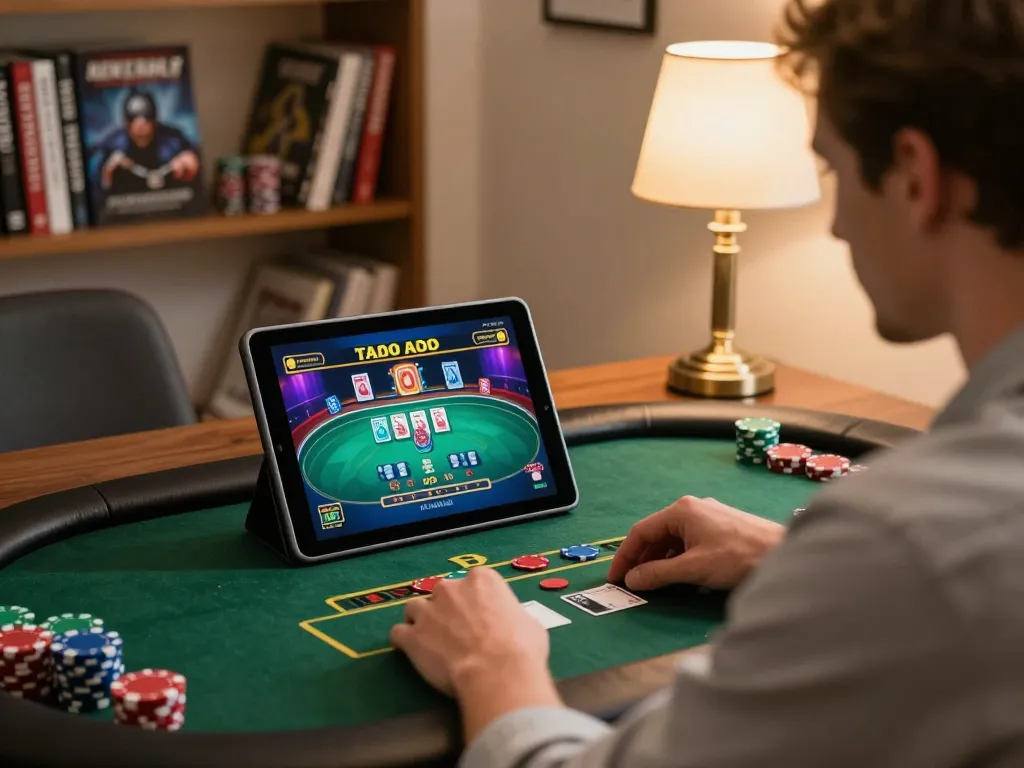 Engaging in live dealer casino game on tablet, enhancing experience at god55vn.