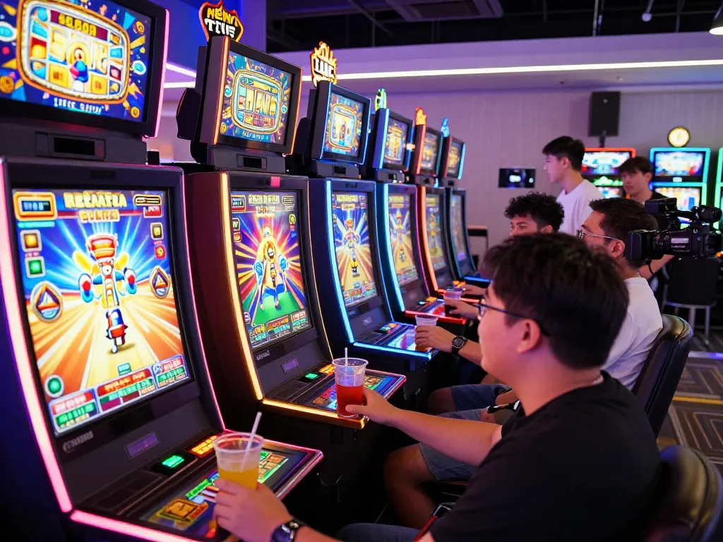 Players enjoying the thrilling experience at zeus138 online slot gaming with vibrant colors and interactive machines.