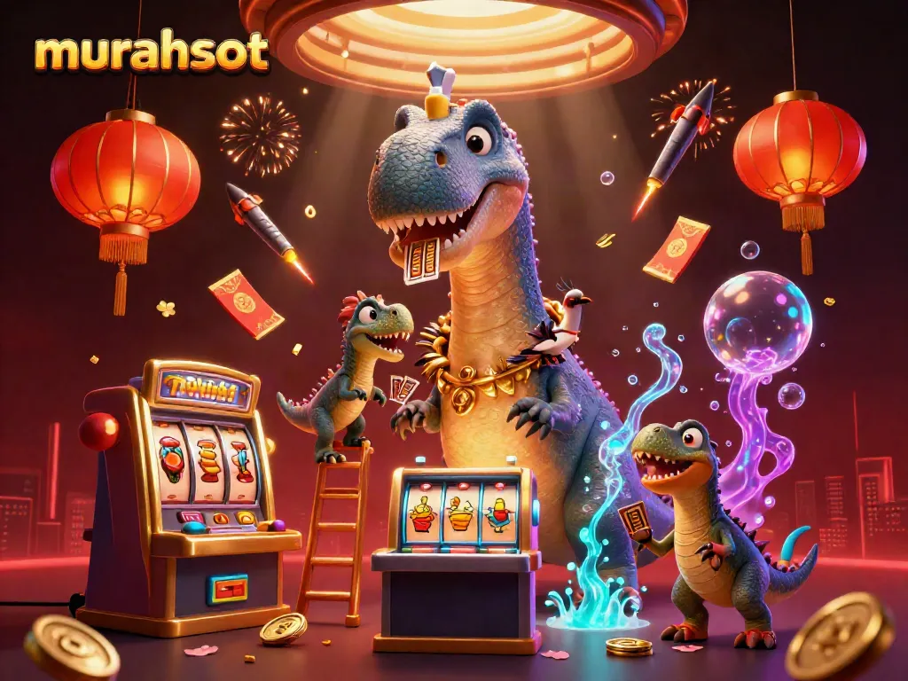 Menangkan jackpot dengan murahslot dalam ilustrasi kasino yang megah dan berwarna