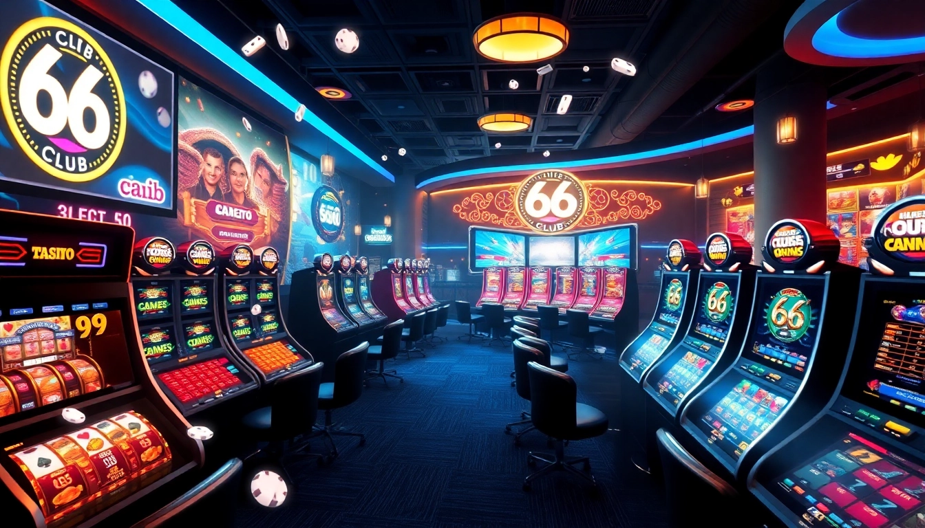 An exciting view of the 66 club online gaming platform, showcasing vibrant casino elements and dynamic gameplay.