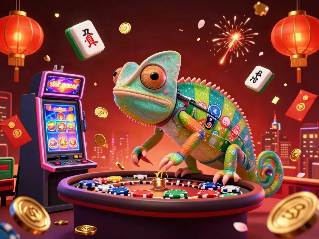 Permainan slot gacor yang menarik dengan simbol-simbol keberuntungan dan nuansa kasino yang meriah.
