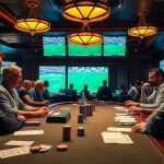 Betting excitement featuring tỷ lệ kèo bóng đá at a luxurious sports casino.