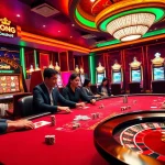 KONG88 players engaging in a thrilling poker game at a luxurious casino table.