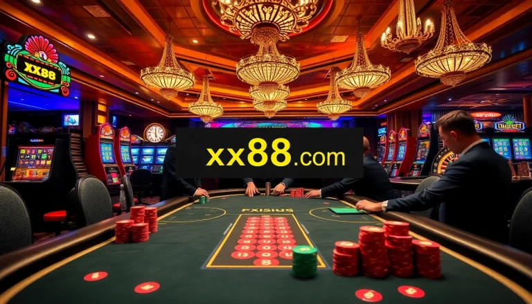 Exciting poker action at xx88 com with professional dealers and vibrant casino atmosphere.