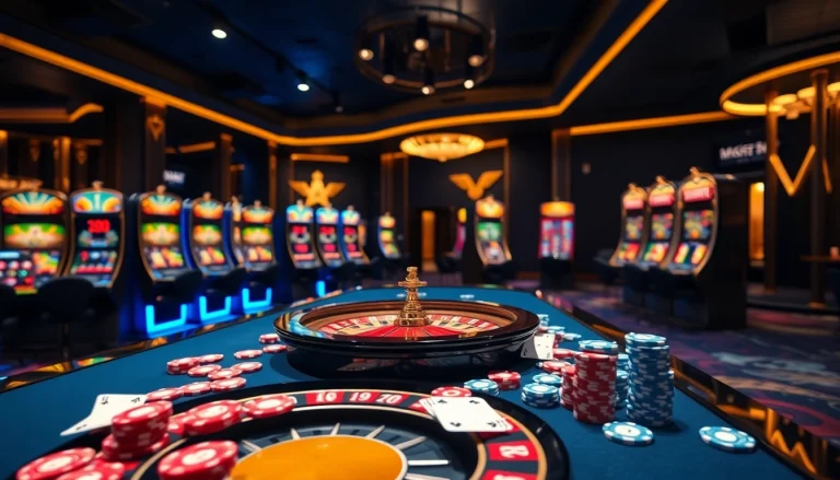 S8 nhà cái showcases an exciting casino environment with vibrant slot machines and poker games.