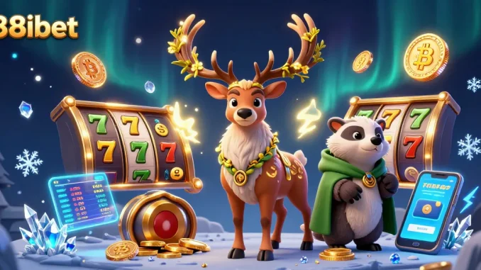 Experience the thrill of gaming with 88ibet's vibrant 3D casino illustration showcasing dynamic characters and slot elements.