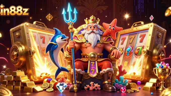 Experience thrilling slots with sin88z featuring Neptune and treasures in vibrant 3D art.