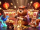 Engage with debet1's vibrant gaming scene featuring cartoon characters and slot game elements