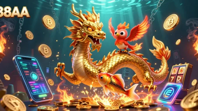 Experience thrills with 88AA in a vibrant 3D casino scene filled with exciting games.