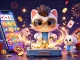 Experience the thrill of ee88 with a mad scientist cat creating a gold-coin machine surrounded by casino games.