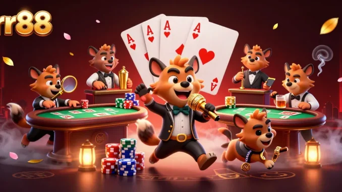 rr88 hyenas bring laughter and drinks in a lively casino scene