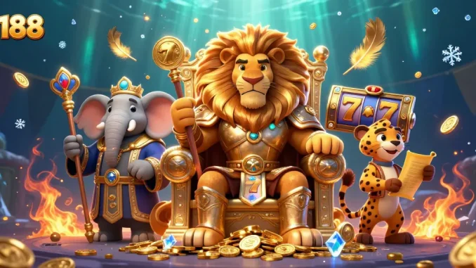 Join the excitement of j188 with our dazzling casino king scene filled with slot games and vibrant energy.